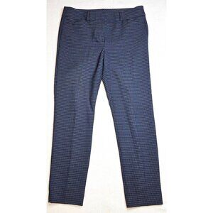 Loft Marisa Skinny Houndstooth Pants Size 10 Blue & Black Cotton Blend